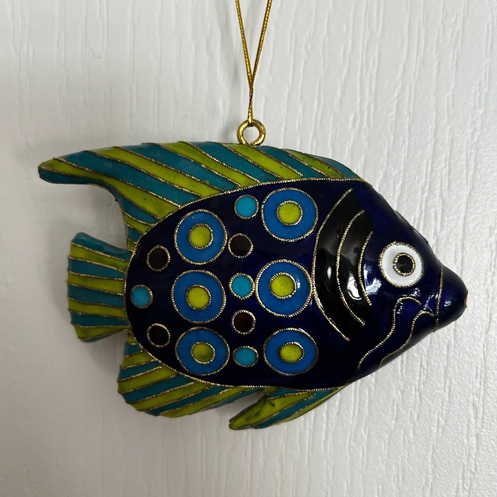 Vibrant Blue and Green Fish Hanging Decor / Ornament